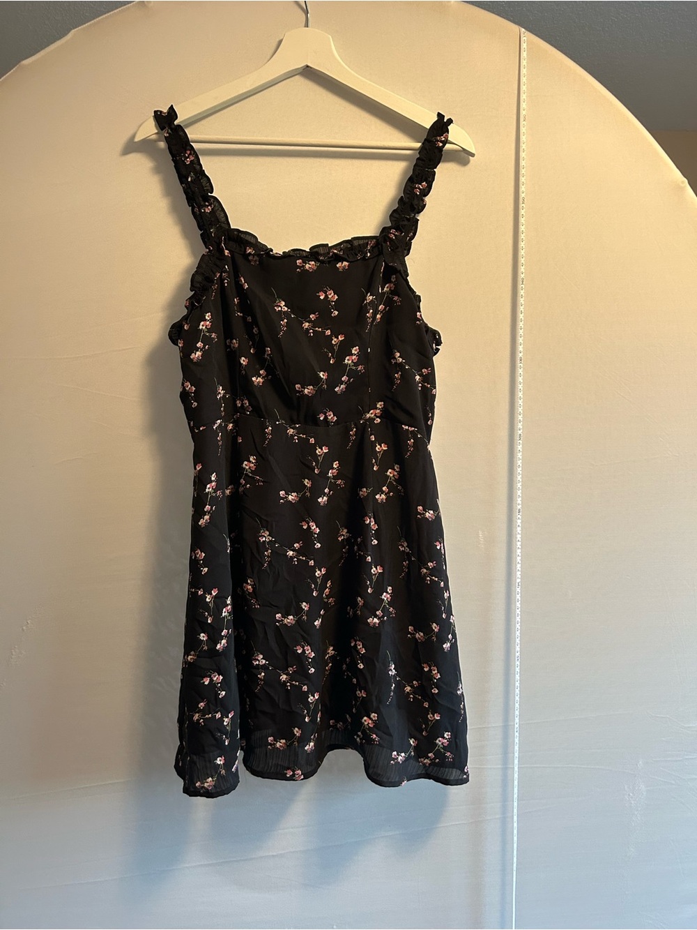 Lulu's Black Mini Dress with Pink Floral Print